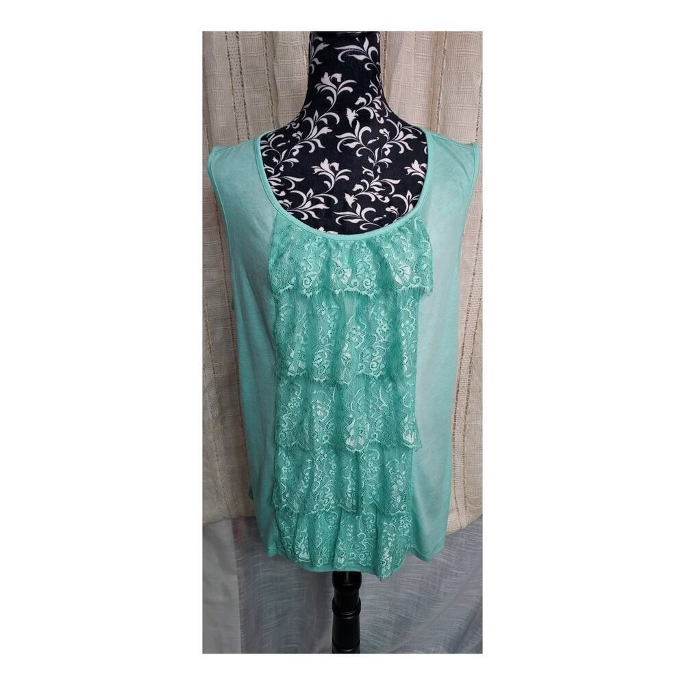 Cato Women's Sleeveless Tunic Blouse with Ruffled Tiers Size XL
